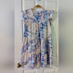 Tiered Ruffle Sleeve Dress Tie Dye‎ Sleeveless Casual Summer Dress Large NWOT